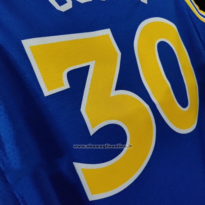 Maglia Golden State Warriors Stephen Curry #30 Earned 2022-23 Blu